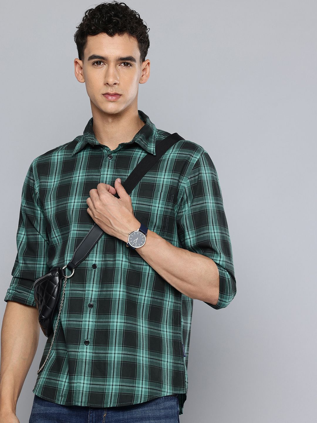 Flying Machine Pure Cotton Slim Fit Checked Casual Shirt