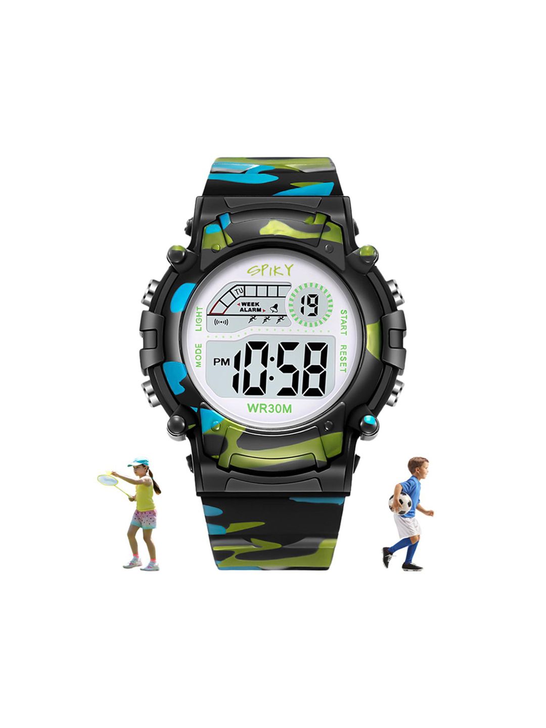 Spiky Spiky Kids Dial & Textured Straps Digital Automatic Watch ZEVA8_BLK