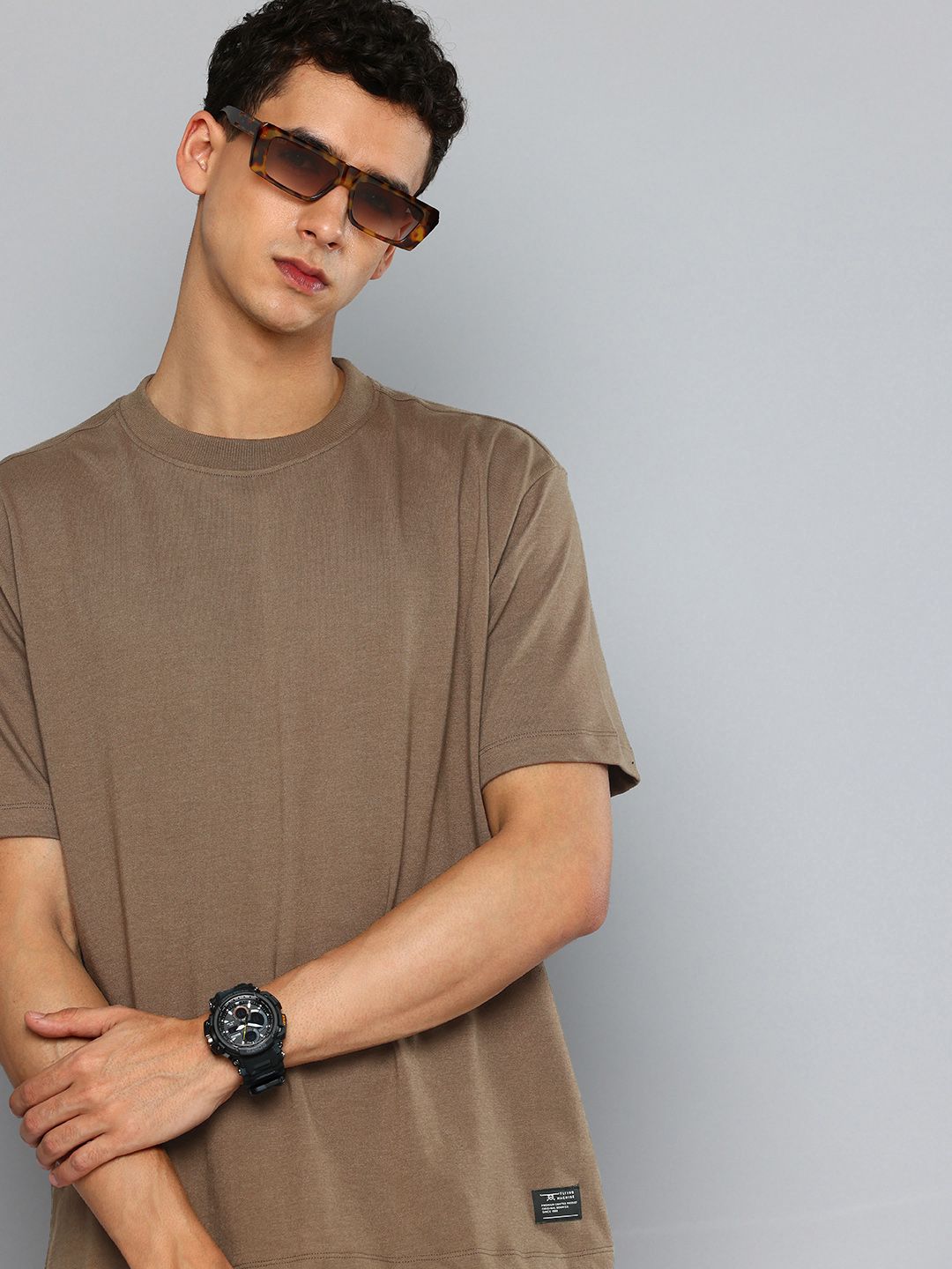 Flying Machine Drop-Shoulder Sleeves Relaxed Fit T-shirt