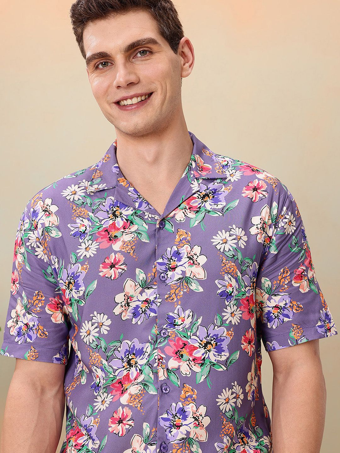 Mast & Harbour Floral Printed Drop-Shoulder Sleeves Relaxed Fit Casual Shirt