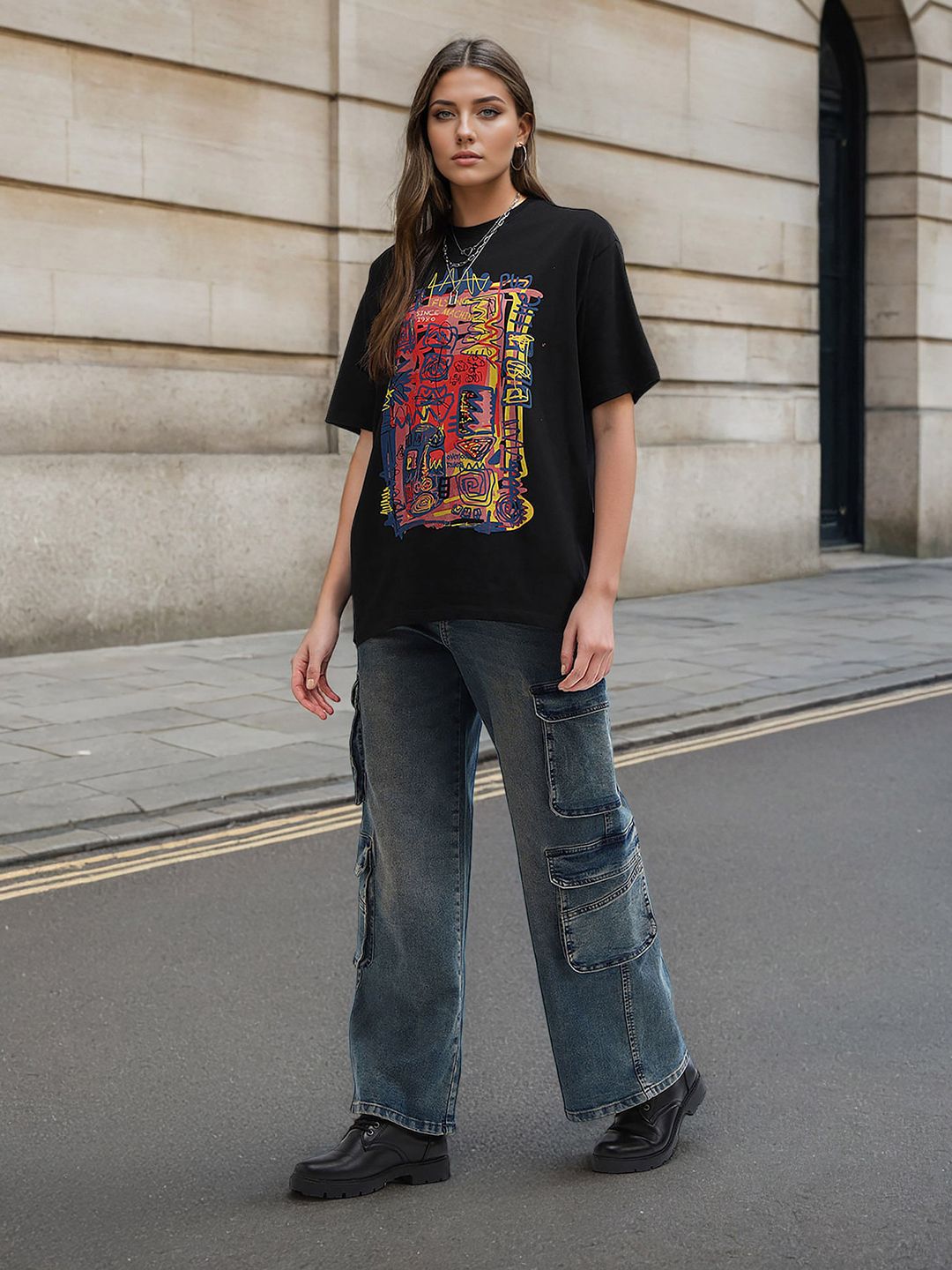Flying Machine Flying Machine K-Street X High Rise Baggy Cargo Jeans
