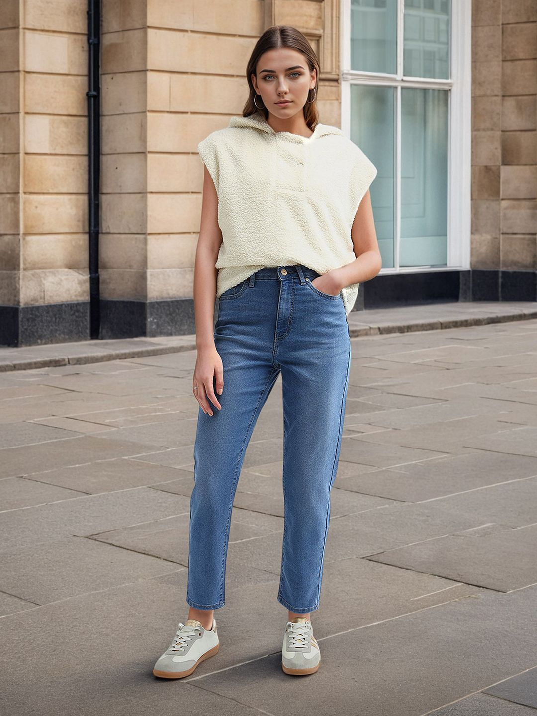 Flying Machine Women High-Rise Light Fade Stretchable Mom Fit Jeans