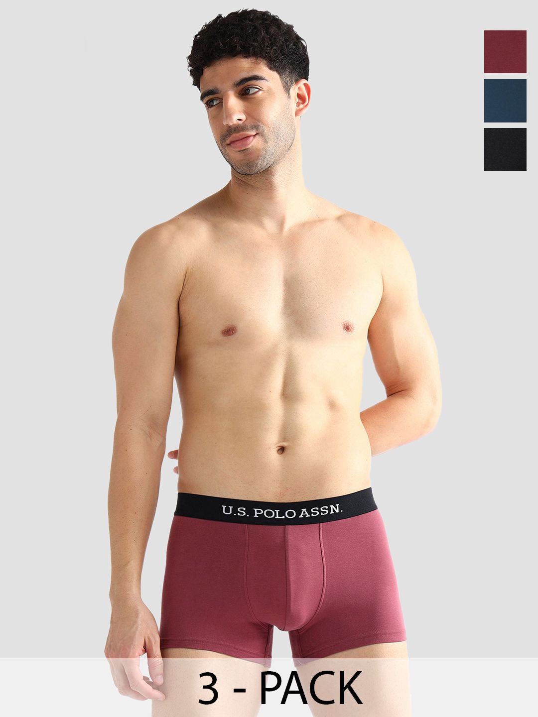 U.S. Polo Assn. Pack Of 3 Mid-Rise Breathability Short  Trunk OET13-GPN-P3