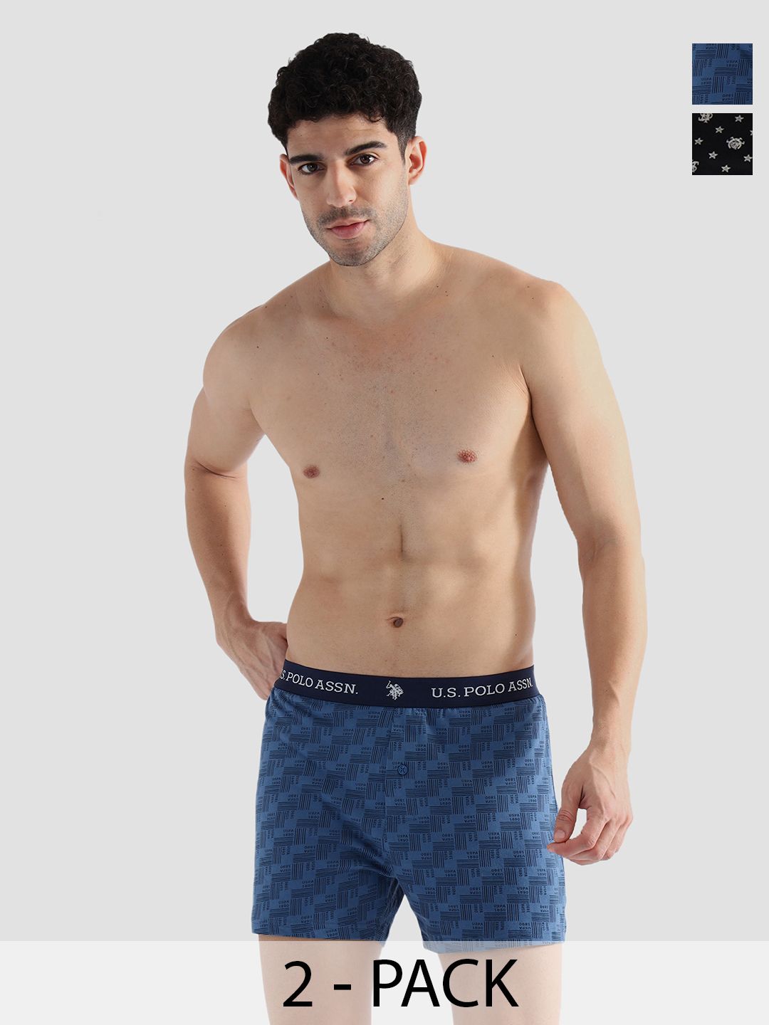 U.S. Polo Assn Pack Of 2 Pure Cotton Boxers OEX09-NZ0-P2