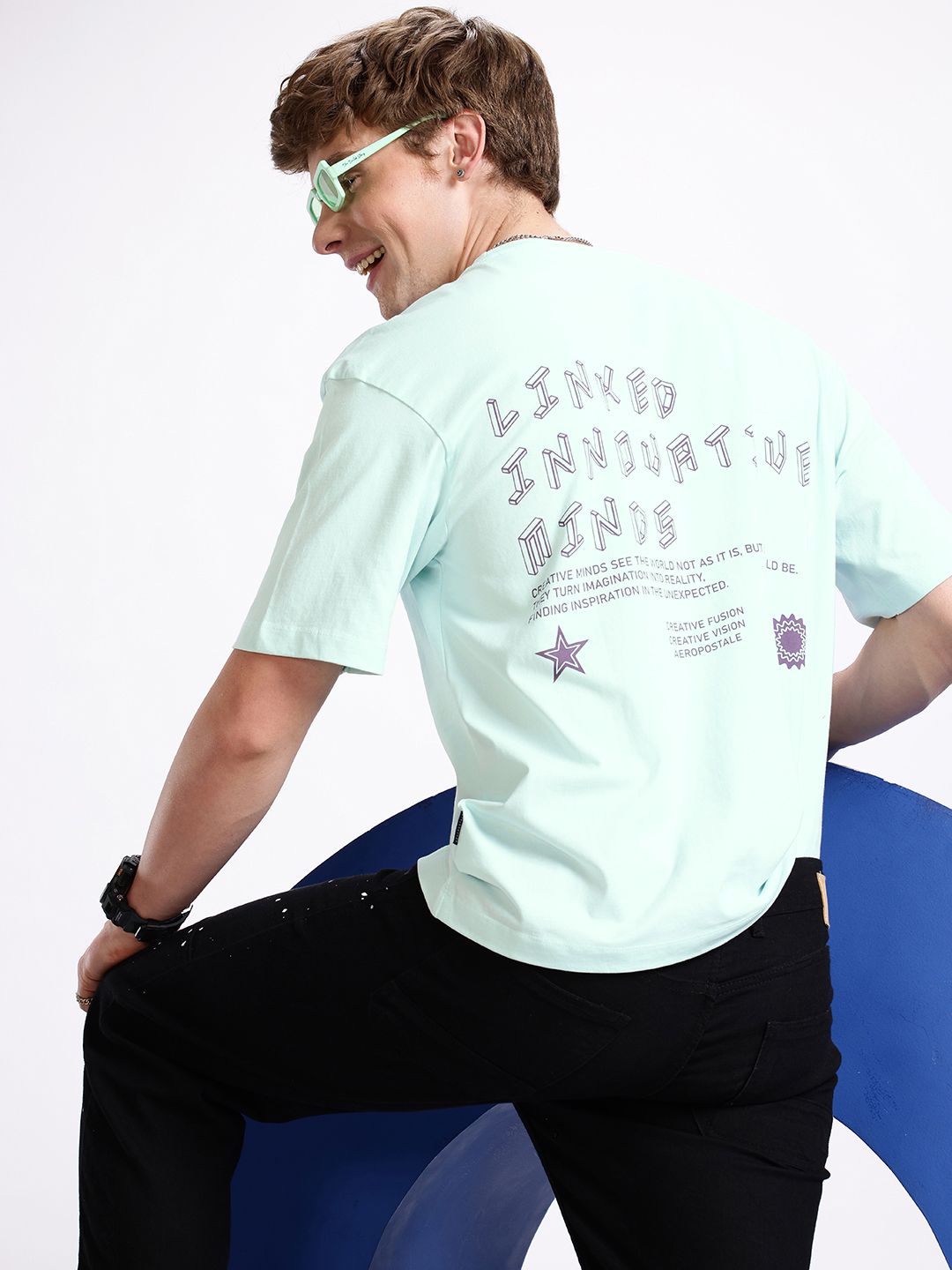 Aeropostale Pure Cotton Typography Printed Drop-Shoulder Sleeves Relaxed Fit T-shirt