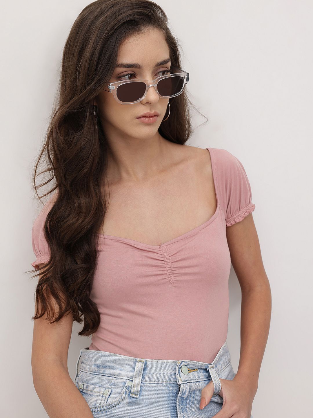The Roadster Life Co. Sweetheart Neck Ruched Effect Fitted Bodysuit