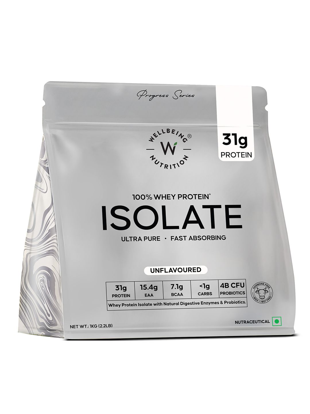 Wellbeing Nutrition Wellbeing Nutrition 31g Isolated Whey Protein 4B CFU Probiotics - Unflavored - 1kg