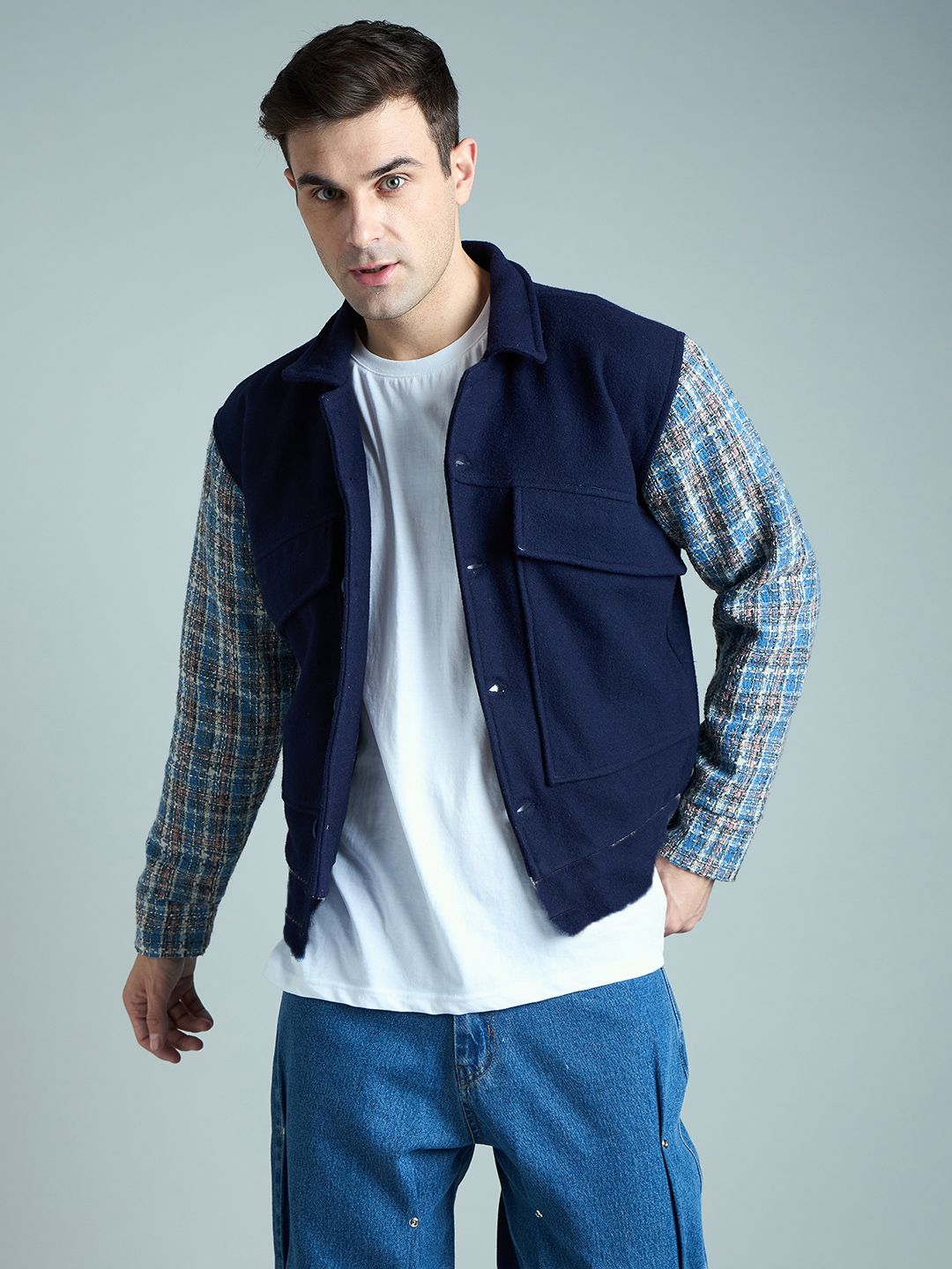 FUGAZEE Men Woollen Bomber Jacket