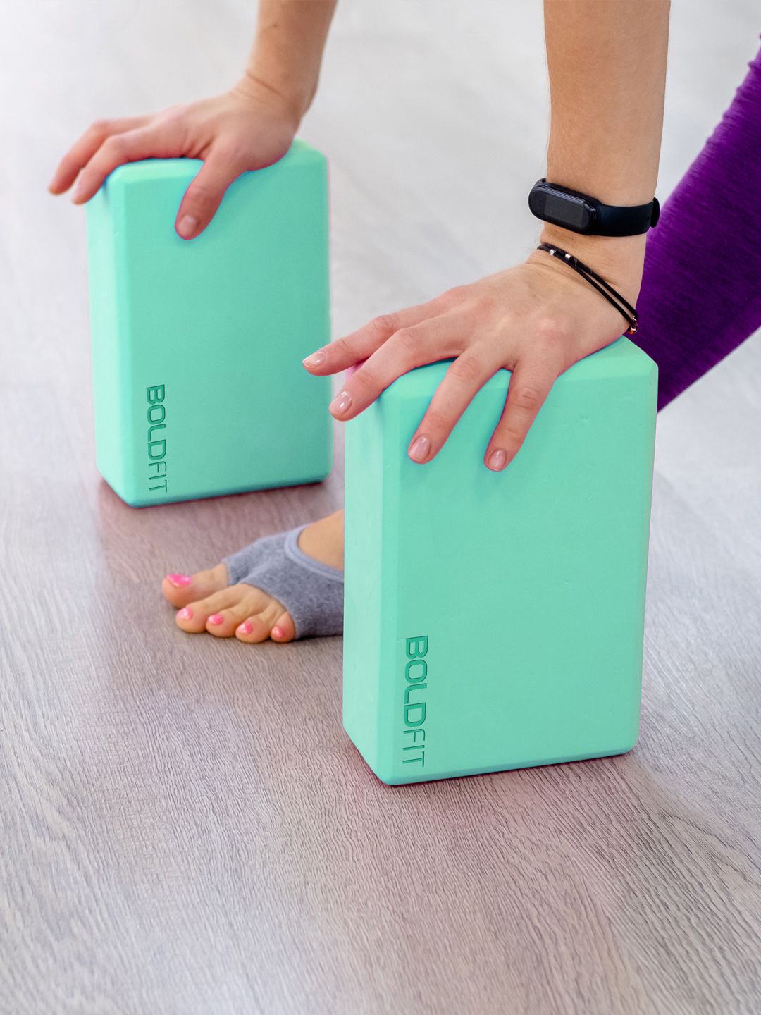 BOLDFIT Set Of 2 Yoga Blocks With Belt