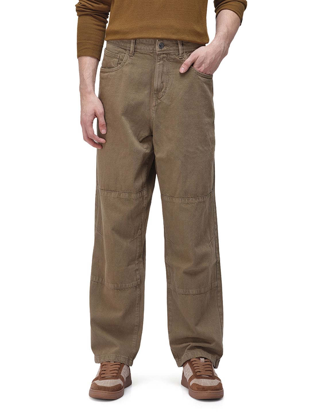 RARE RABBIT Men Khaki Comfort Stretchable Mid Rise Jeans