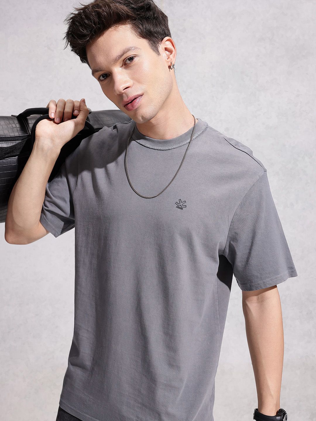 WROGN Drop-Shoulder Sleeves Pure Cotton Oversized T-shirt