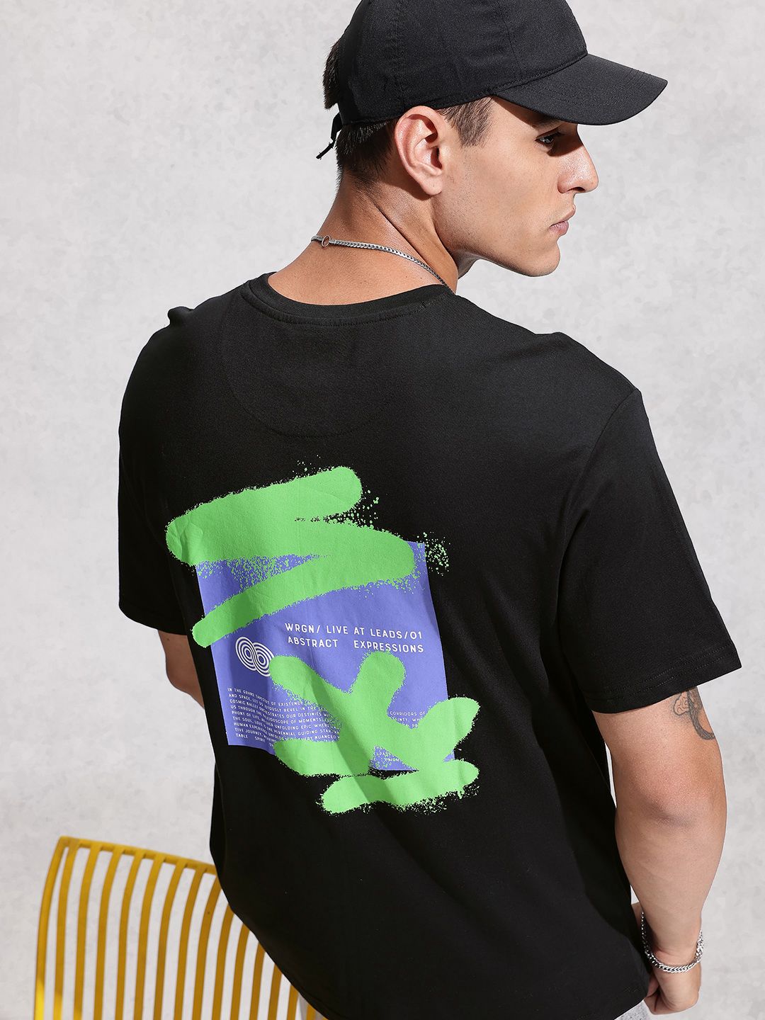 WROGN Graphic Printed Drop-Shoulder Sleeves  Cotton Oversized T-shirt