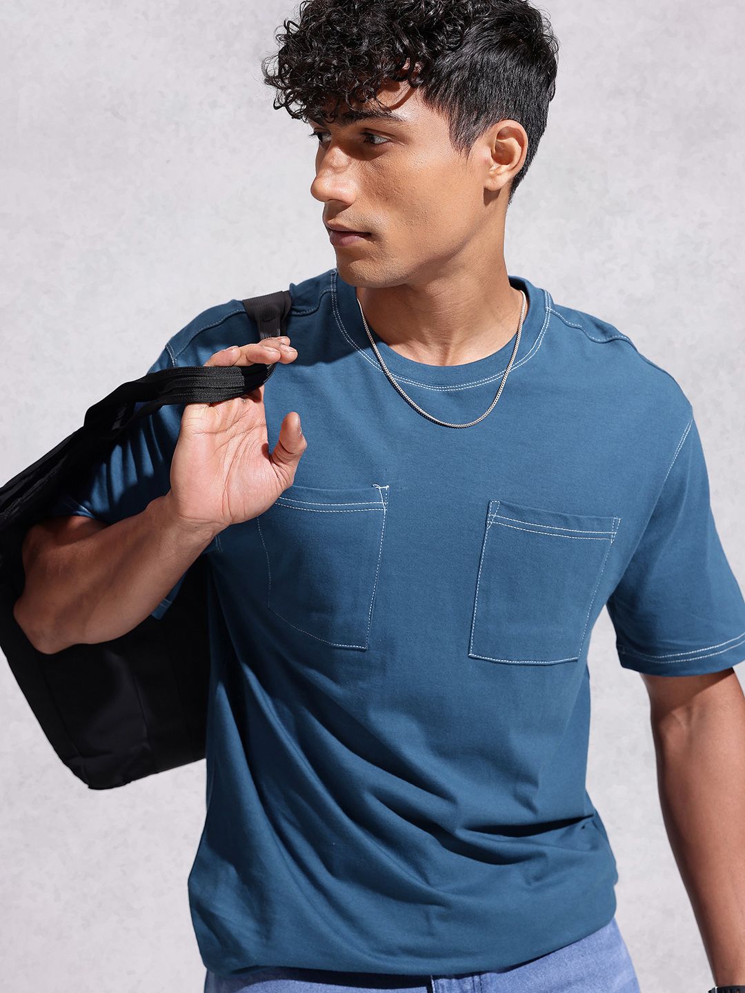 WROGN Drop-Shoulder Sleeves  Cotton Oversized T-shirt