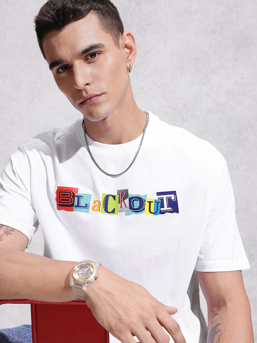WROGN Typography Printed Drop-Shoulder Sleeves  Cotton Oversized T-shirt