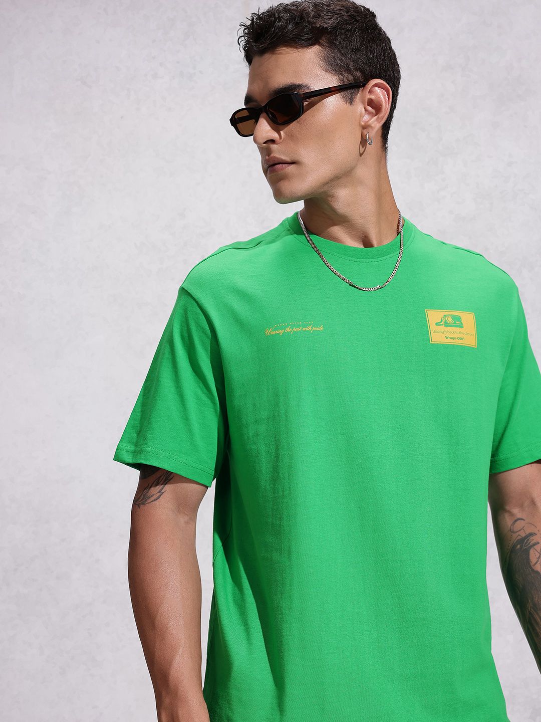WROGN Oversized Fit Graphic Printed Pure Cotton T-shirt