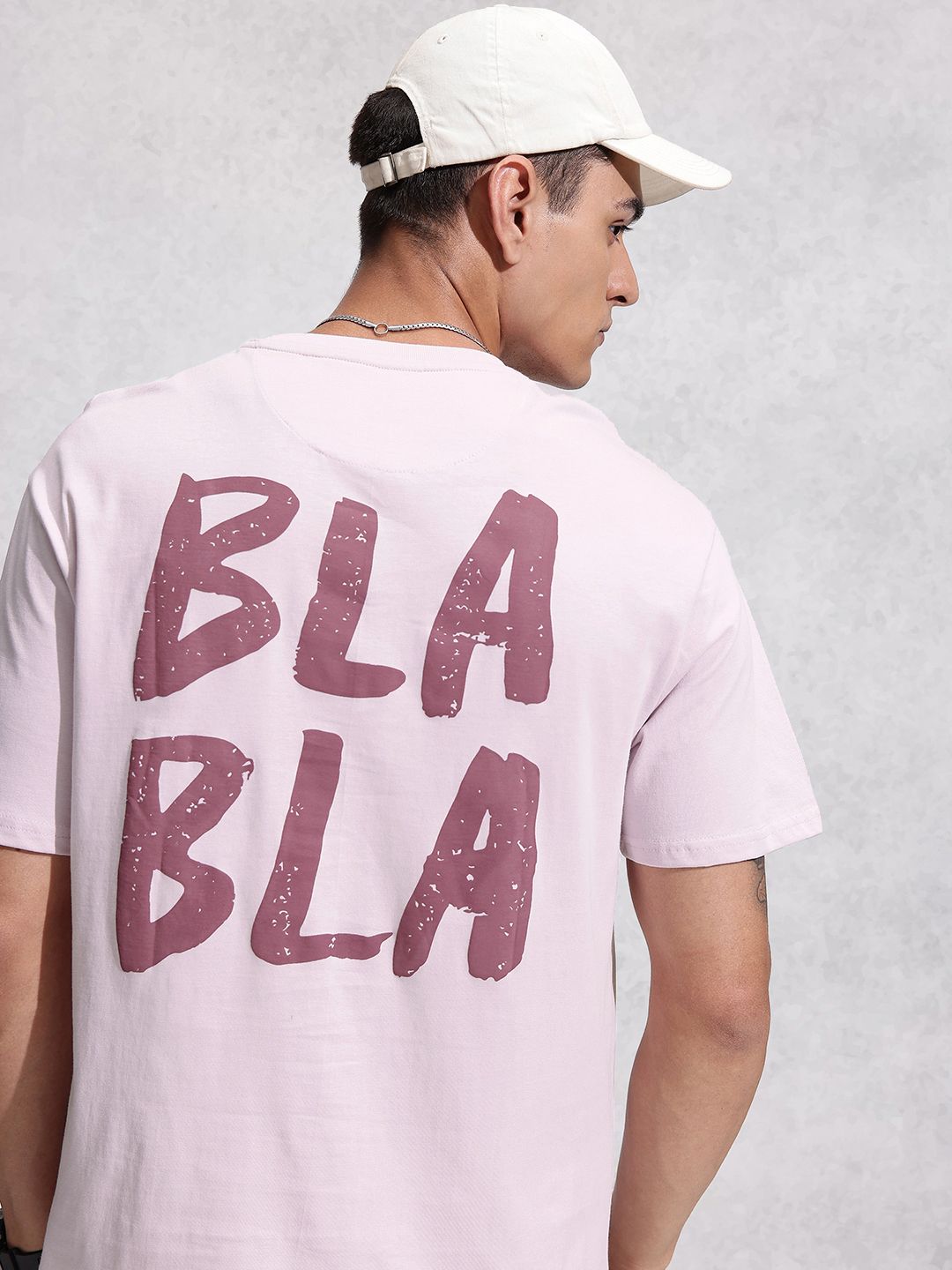 WROGN Typography Printed Drop-Shoulder Sleeves Oversized  Cotton T-shirt