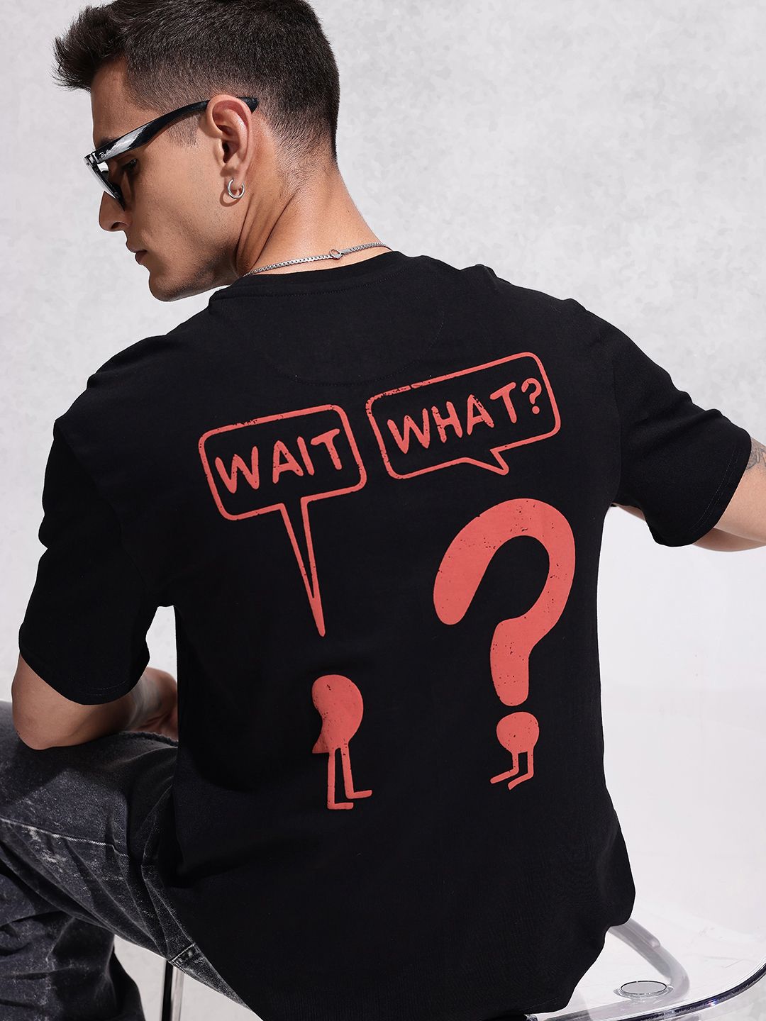 WROGN Typography Printed Drop-Shoulder Sleeves  Cotton Oversized T-shirt