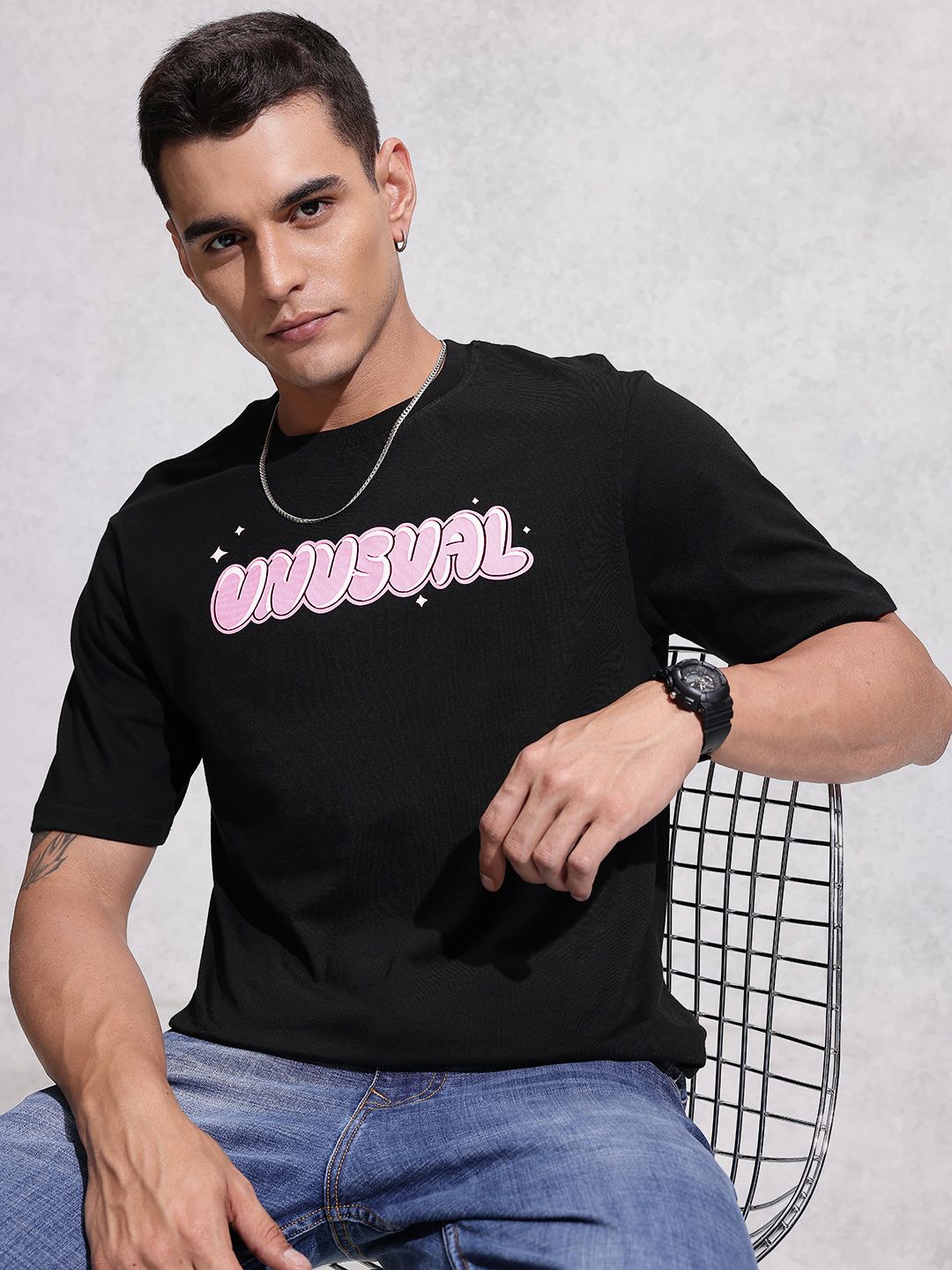 WROGN Typography Printed  Cotton T-shirt