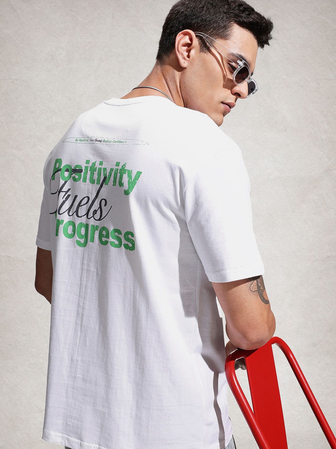 WROGN  Cotton Typography Printed Oversized T-shirt