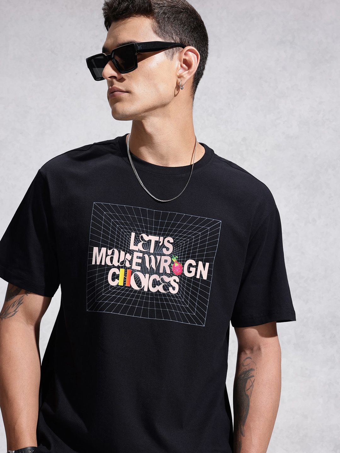 WROGN  Cotton Typography Printed Oversized T-shirt