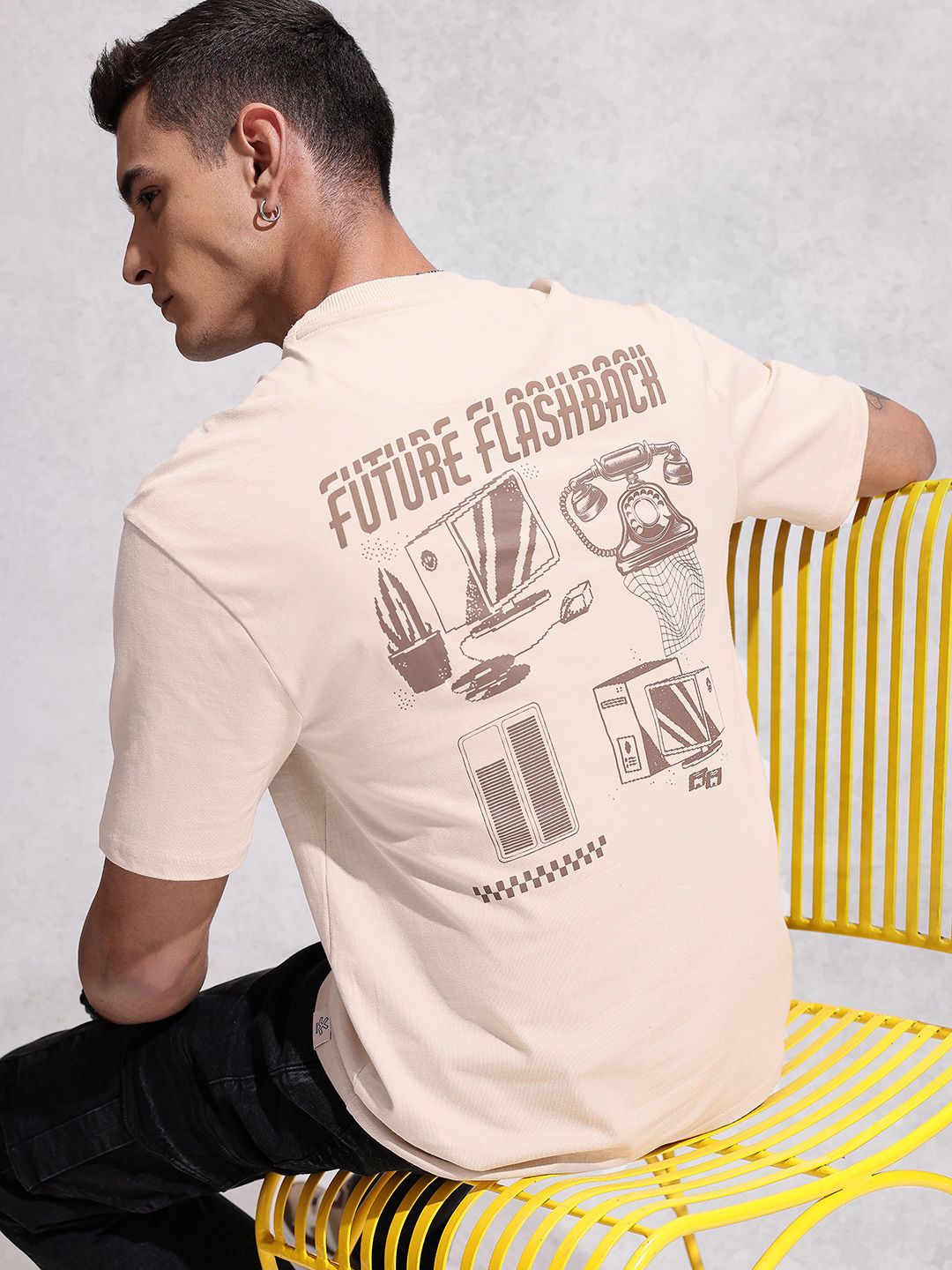 WROGN Oversized Fit Graphic Printed Cotton T-shirt