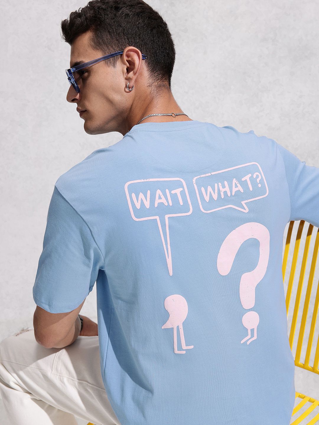 WROGN Printed Drop-Shoulder Sleeves Oversized  Cotton T-shirt