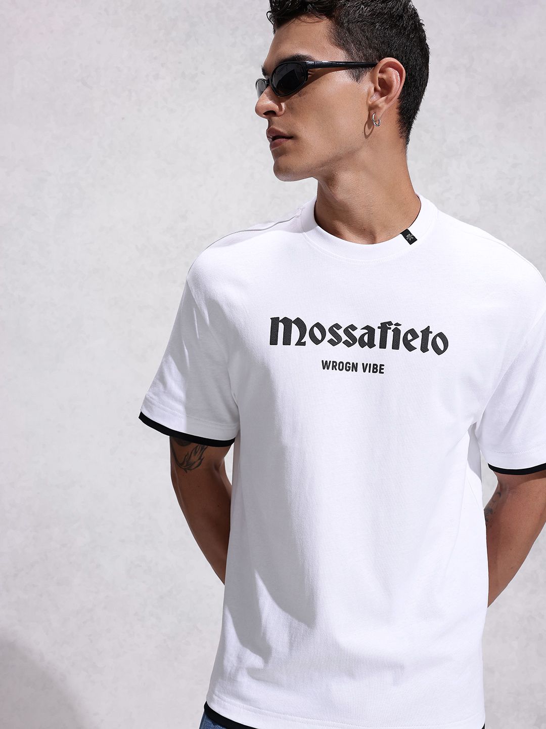 WROGN Oversized Fit Typography Printed Pure Cotton T-shirt