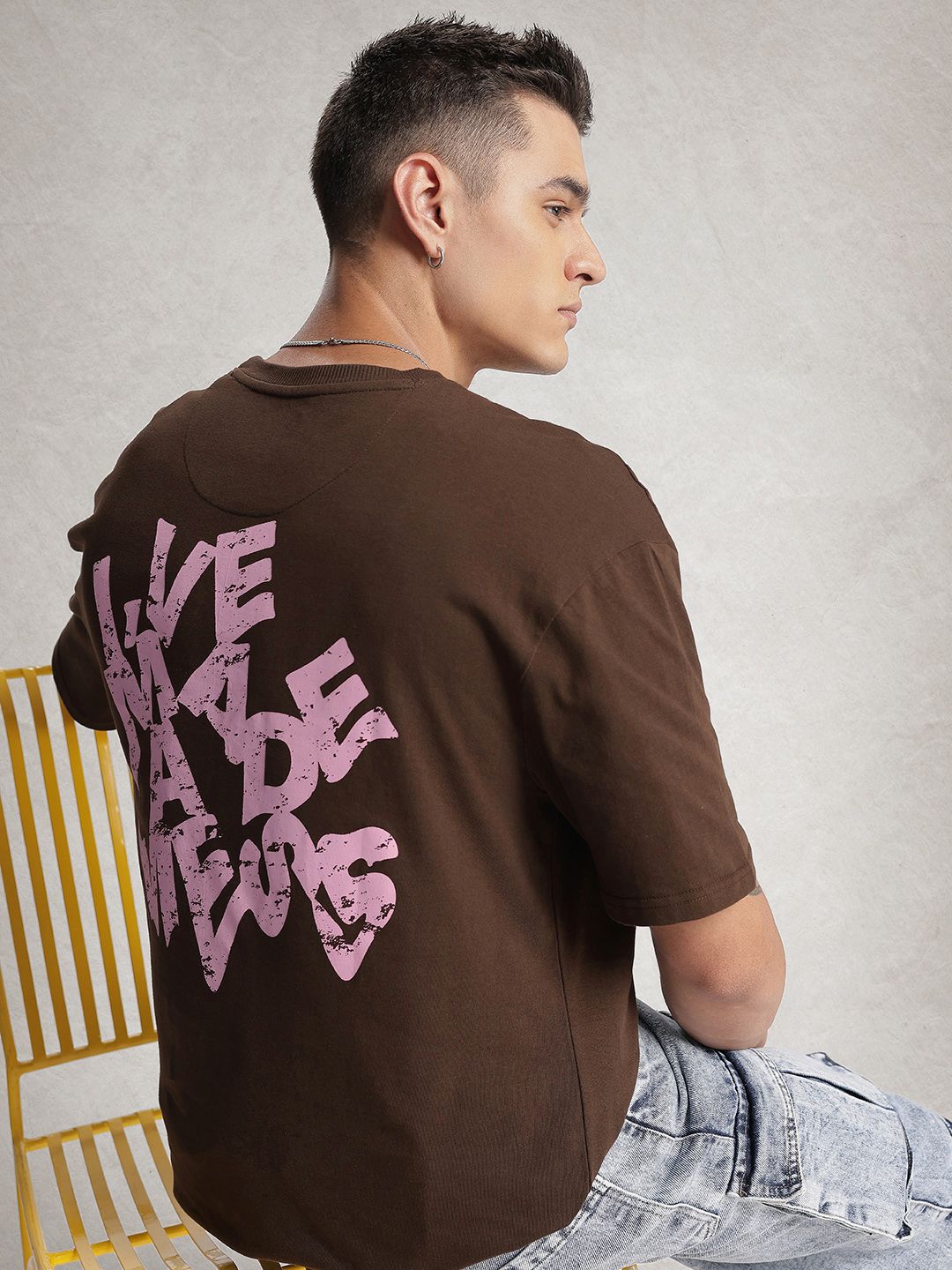 WROGN Oversized Fit Typography Printed  Cotton T-shirt