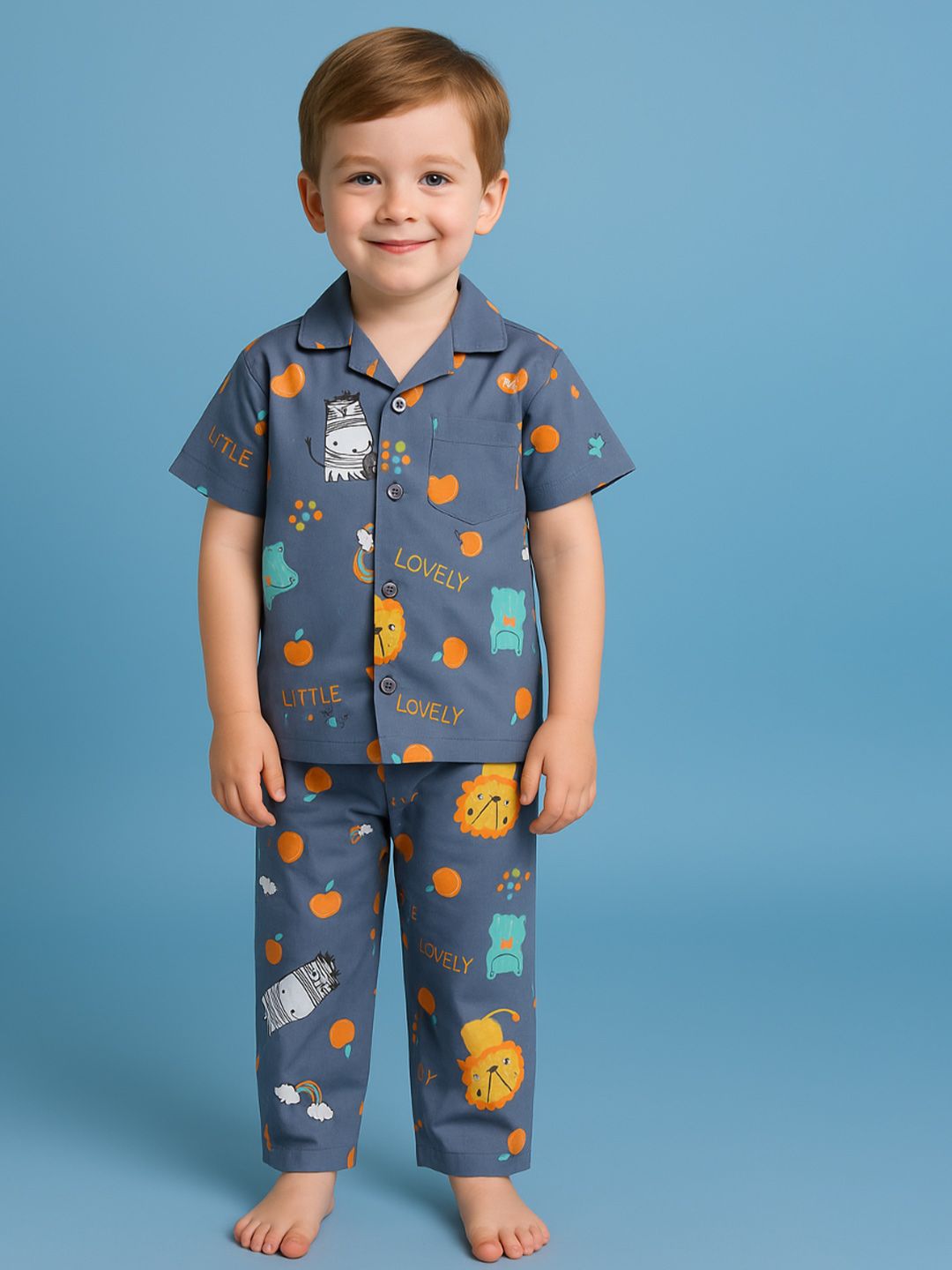 NAUTI KIDZ Pure Woven Cotton Night Suit Set