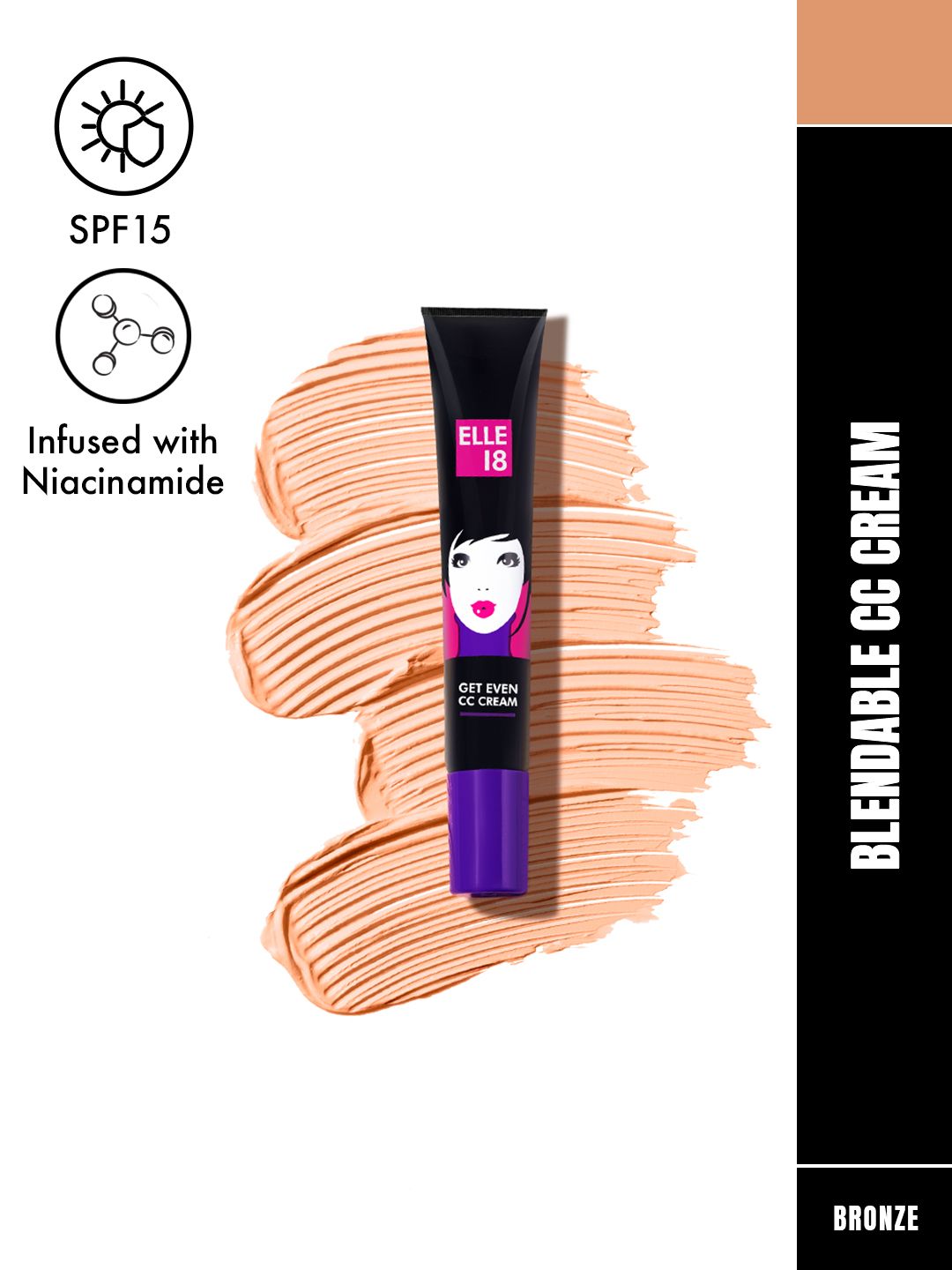 Buy ELLE 18 GetEven CC Cream SPF15 with Niacinamide 18g - Bronze