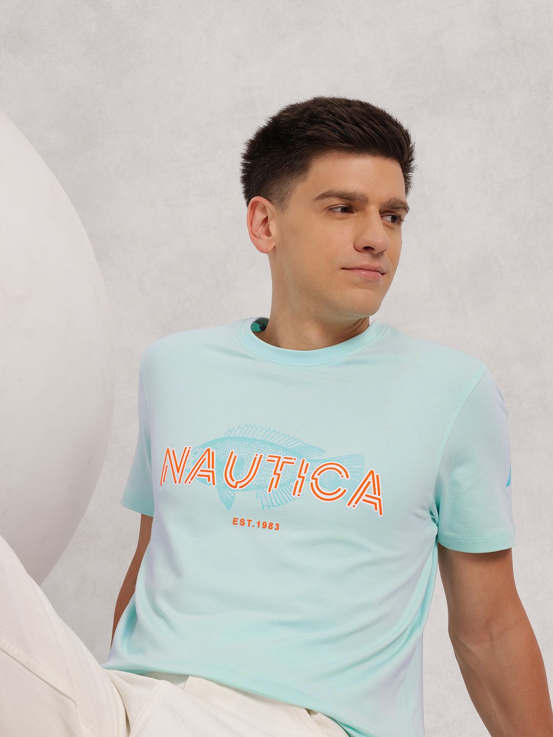 Nautica High IQ Lasting Colour Brand Logo Printed T-shirt