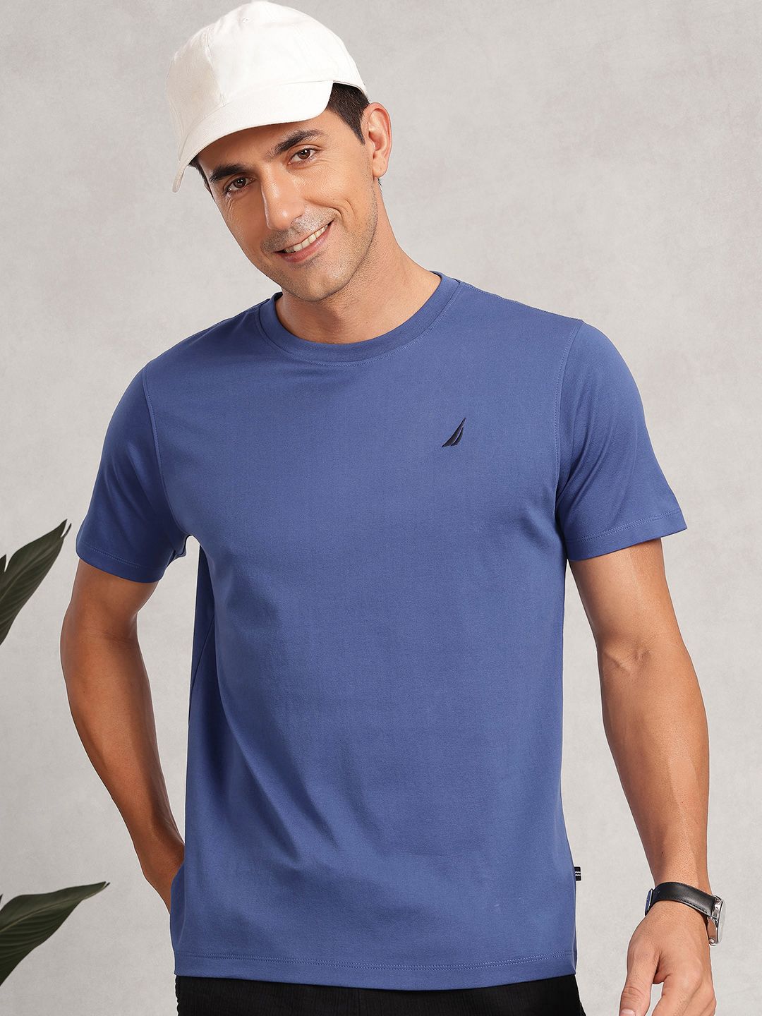 Nautica Solid Pure Cotton T-shirt