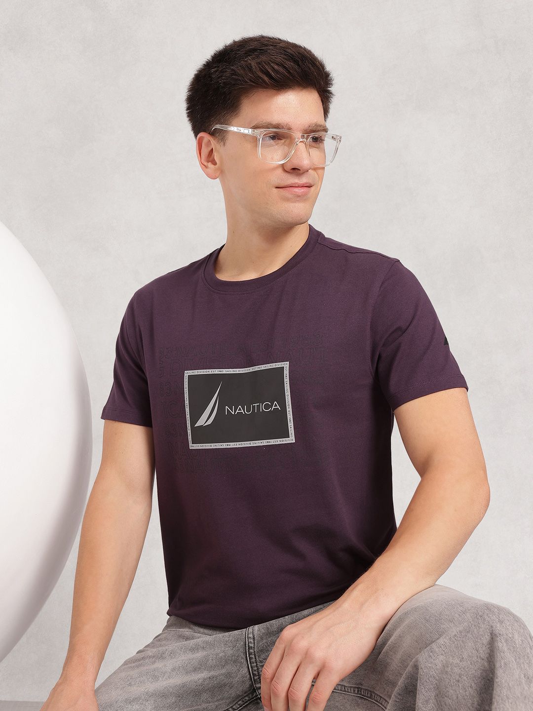 Nautica Brand Logo Printed Regular Fit T-shirt