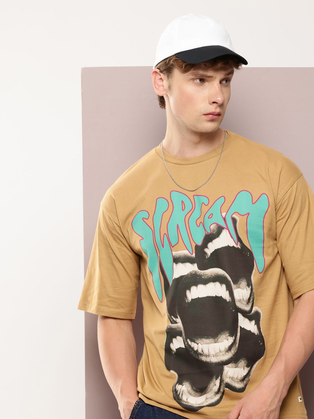 Kook N Keech Men Typography Printed Drop-Shoulder Sleeves Oversized T-shirt