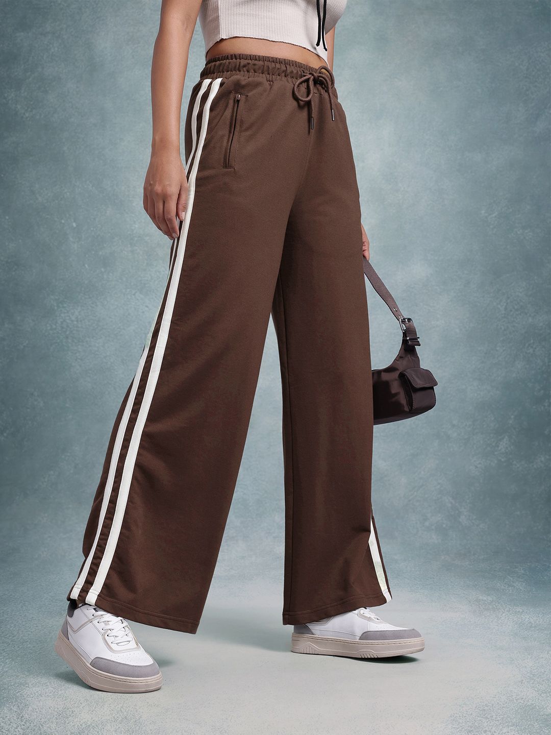 Buy The Roadster Life Co. Women Side Striped Wide Leg Track Pants