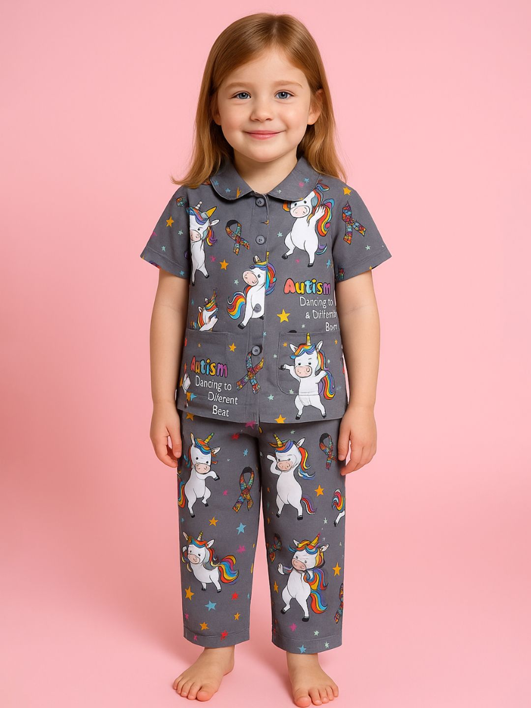 NAUTI KIDZ Pure Woven Cotton Night Suit Set