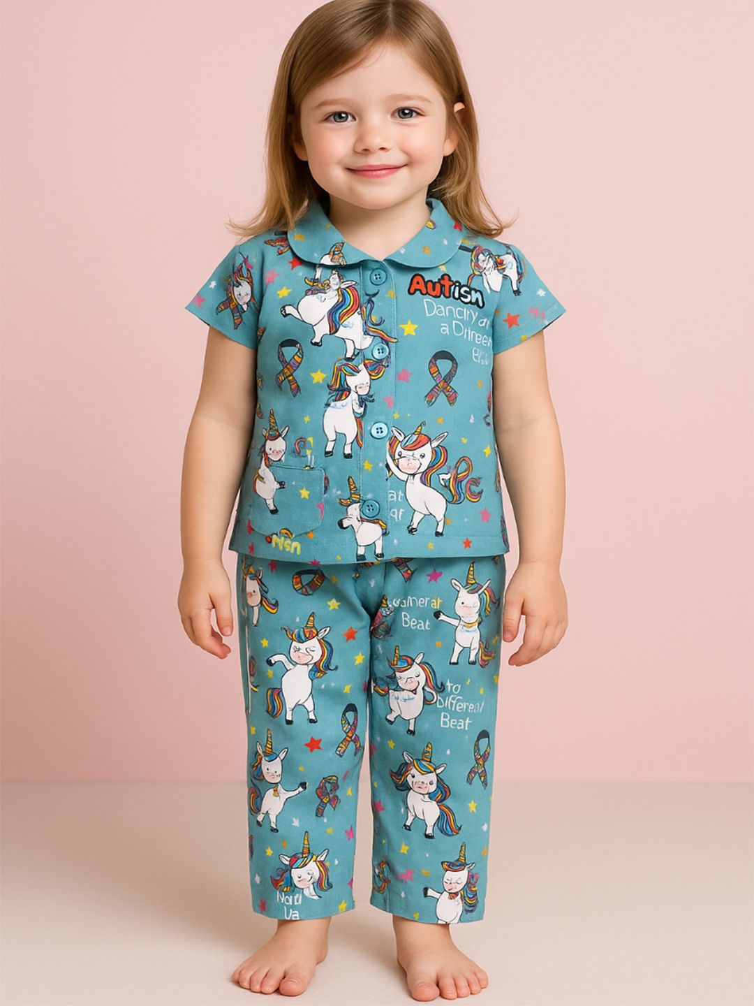 NAUTI KIDZ Pure Woven Cotton Night Suit Set