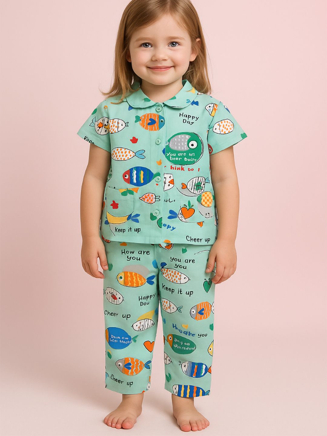 NAUTI KIDZ Pure Woven Cotton Night Suit Set
