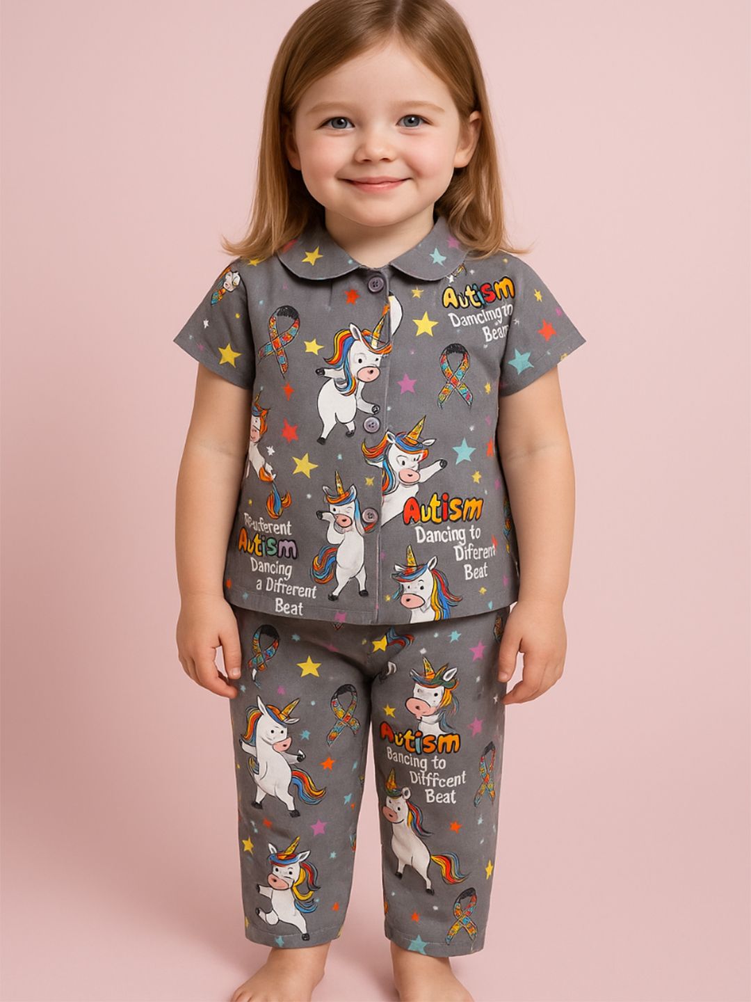 NAUTI KIDZ Pure Woven Cotton Night Suit Set