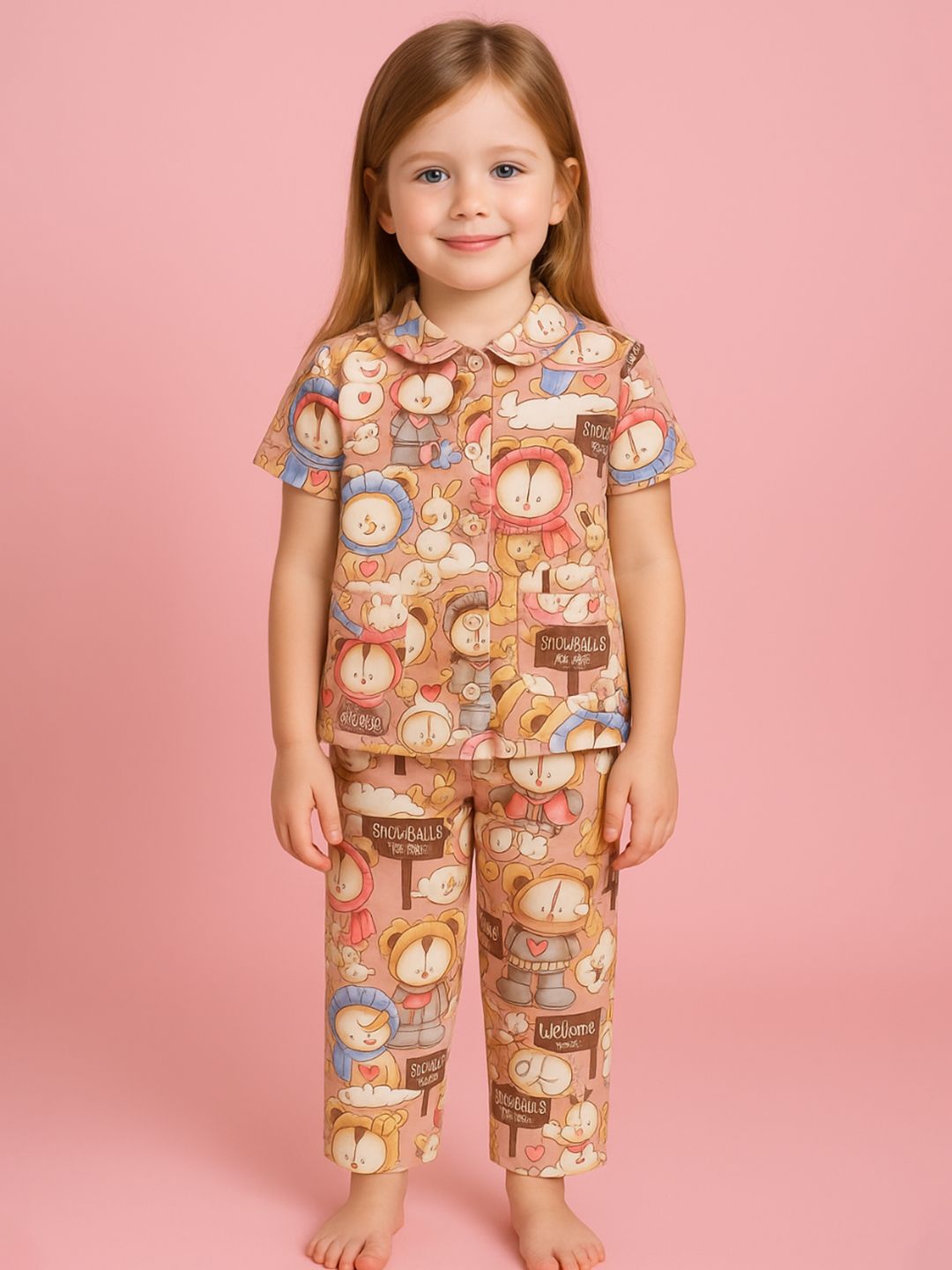 NAUTI KIDZ Pure Woven Cotton Night Suit Set