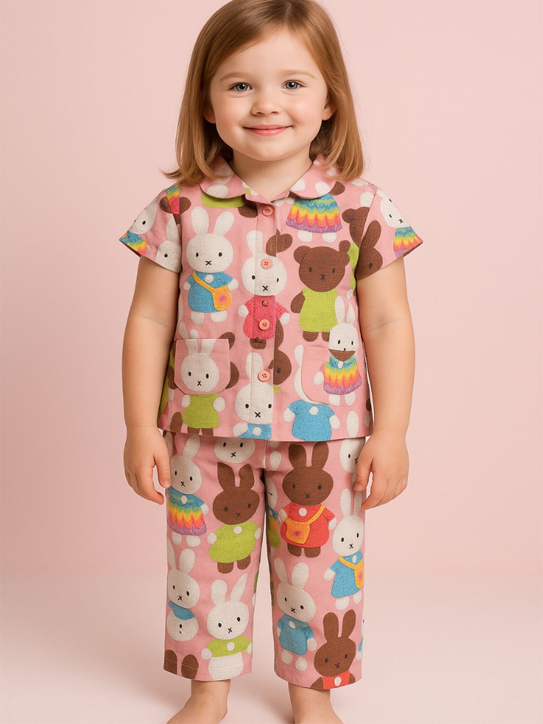 NAUTI KIDZ Pure Woven Cotton Night Suit Set