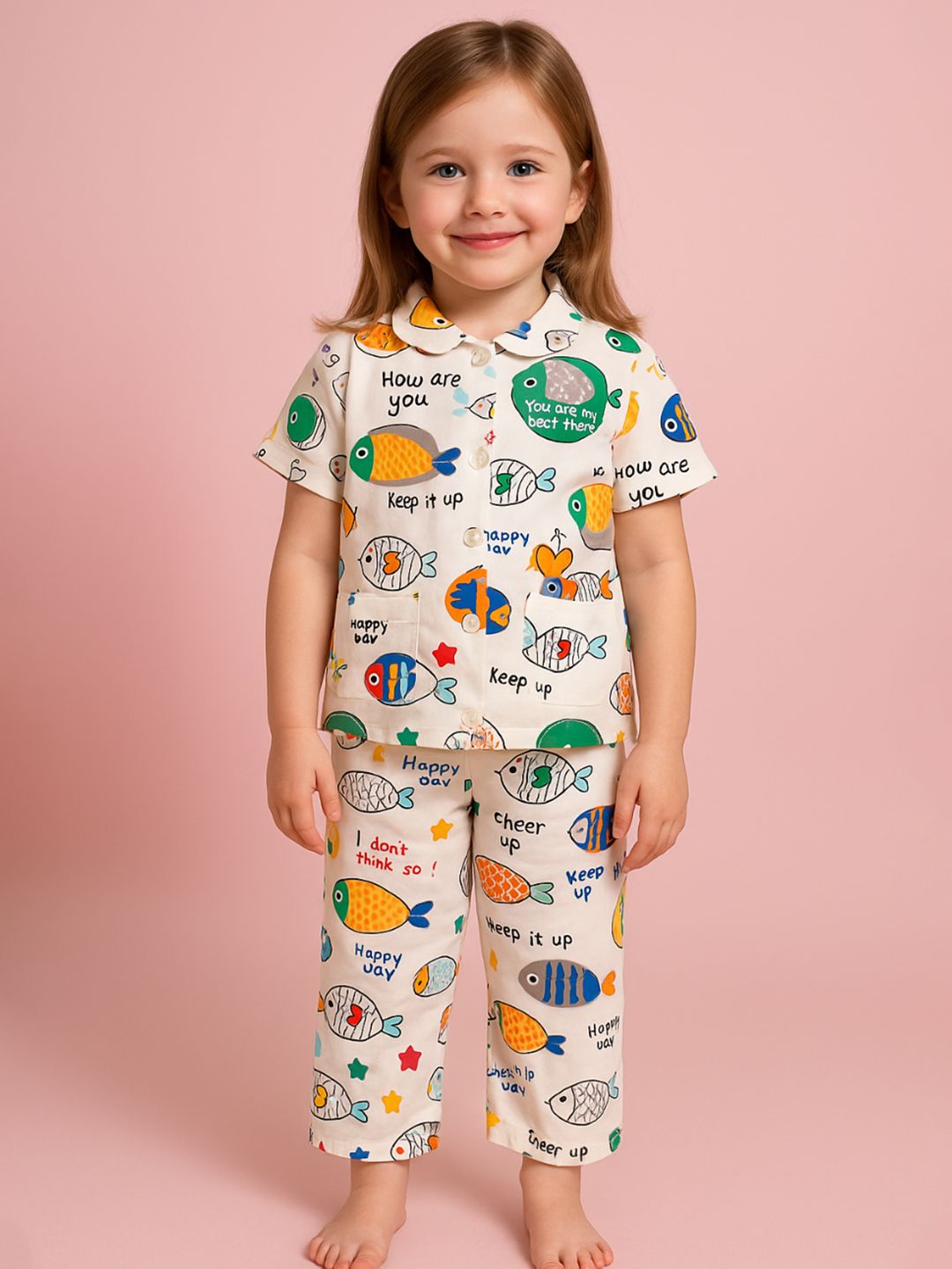 NAUTI KIDZ Pure Woven Cotton Night Suit Set