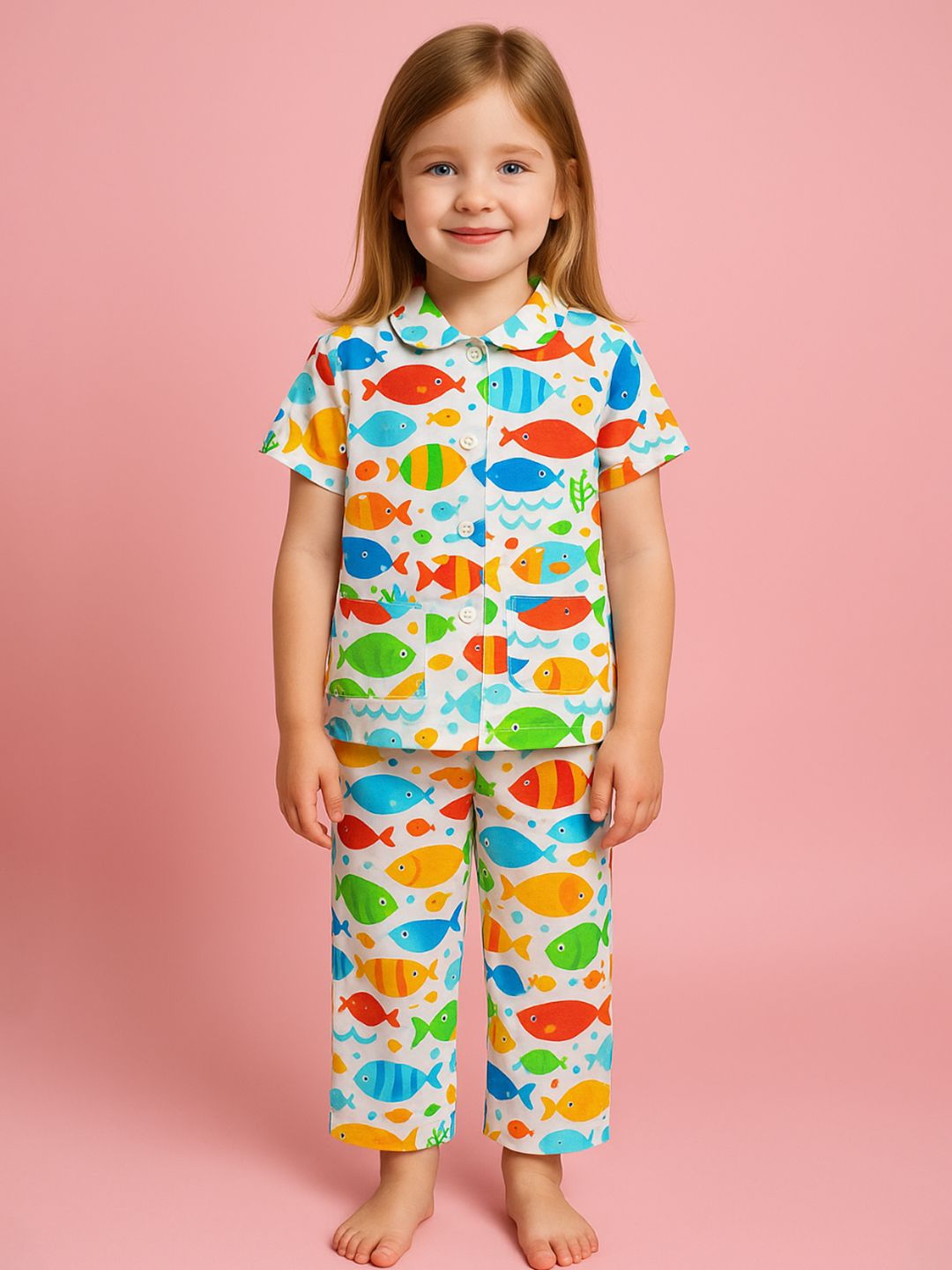 NAUTI KIDZ Pure Woven Cotton Night Suit Set