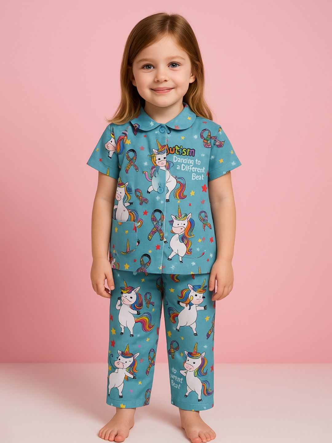 NAUTI KIDZ Pure Woven Cotton Night Suit Set