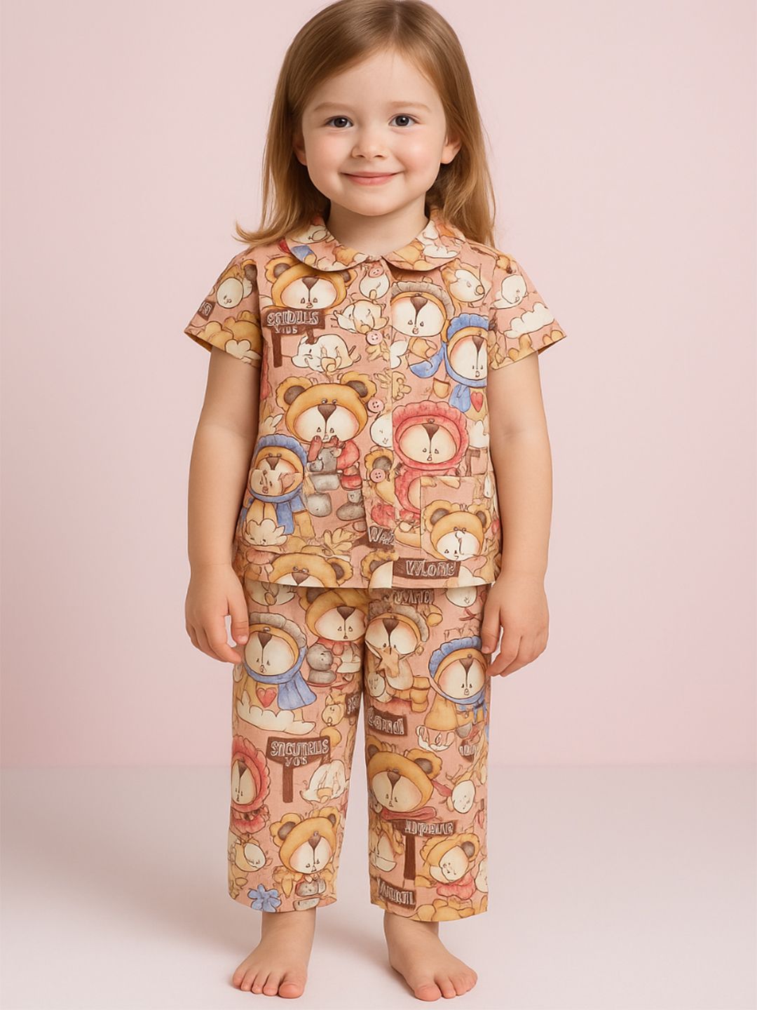 NAUTI KIDZ Pure Woven Cotton Night Suit Set