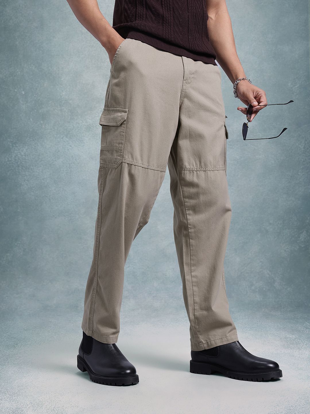 Roadster The Roadster Life Co. Men Relaxed Fit Pure Cotton Cargos