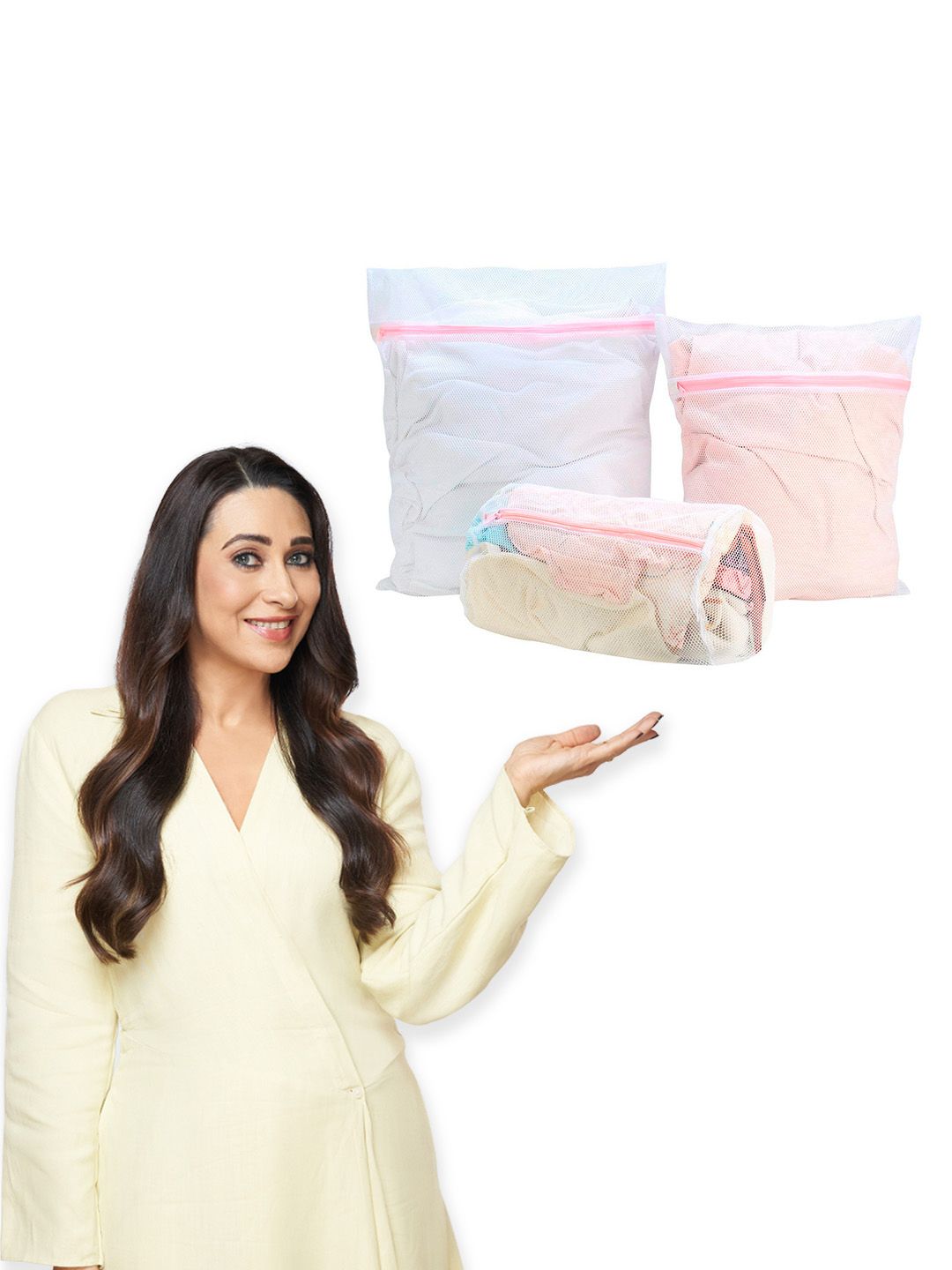 HOKIPO White 3 Pieces Mesh Laundry Clothes Washing Bags