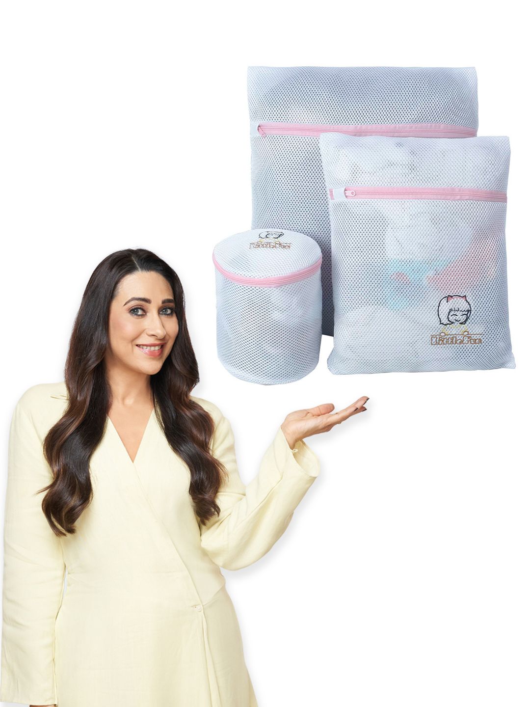 HOKIPO White 3 Pieces Mesh Laundry Clothes Washing Bags