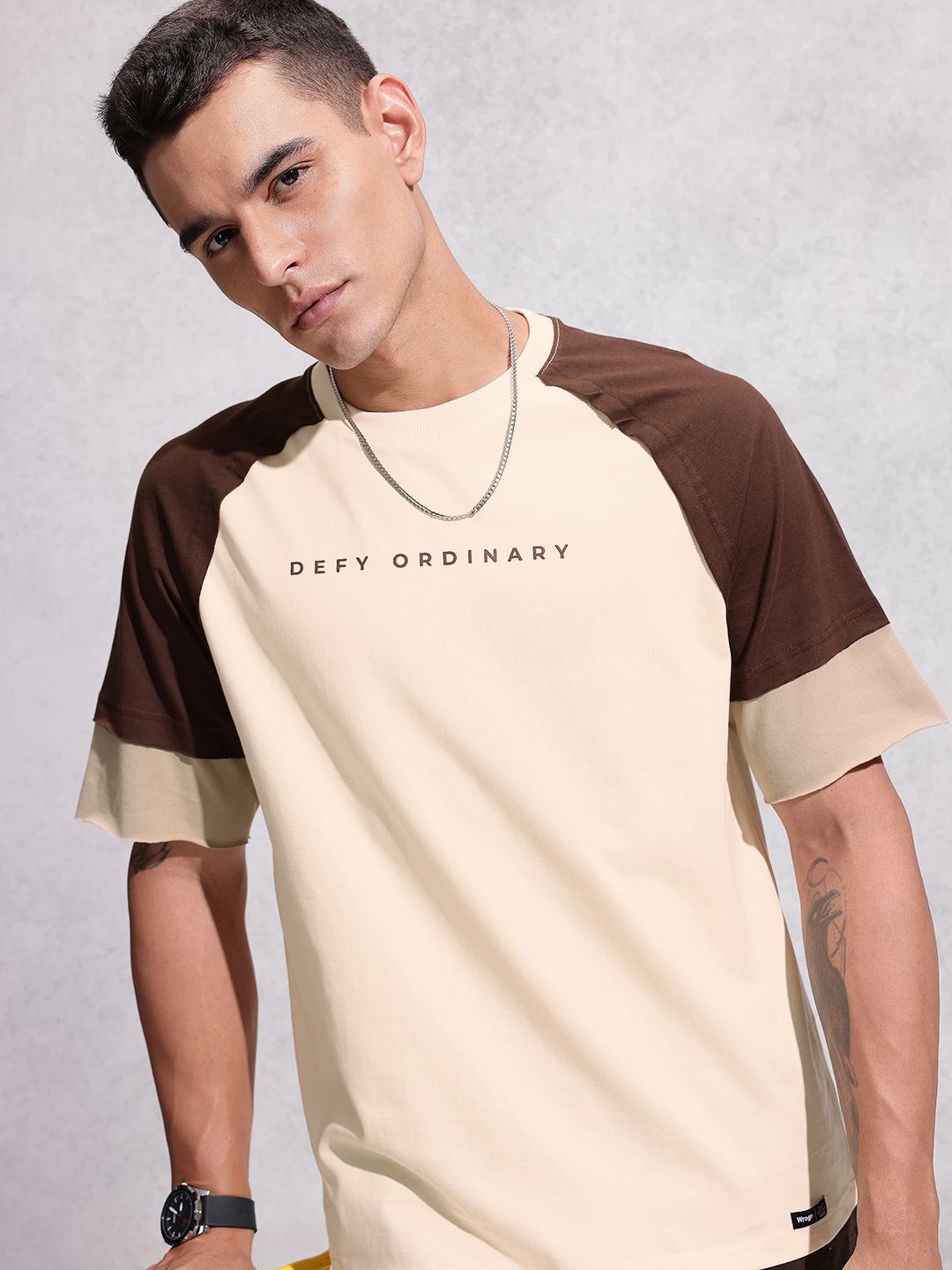 WROGN  Cotton Typography Printed Oversized T-shirt