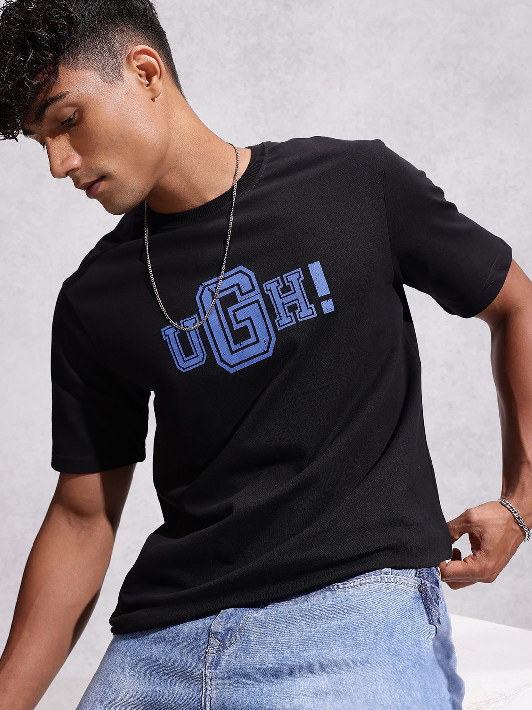 WROGN Typography Printed Pure Cotton Regular Fit T-shirt